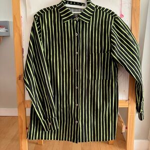 Marimekko button up Jokapoika shirt green and black striped sz Small